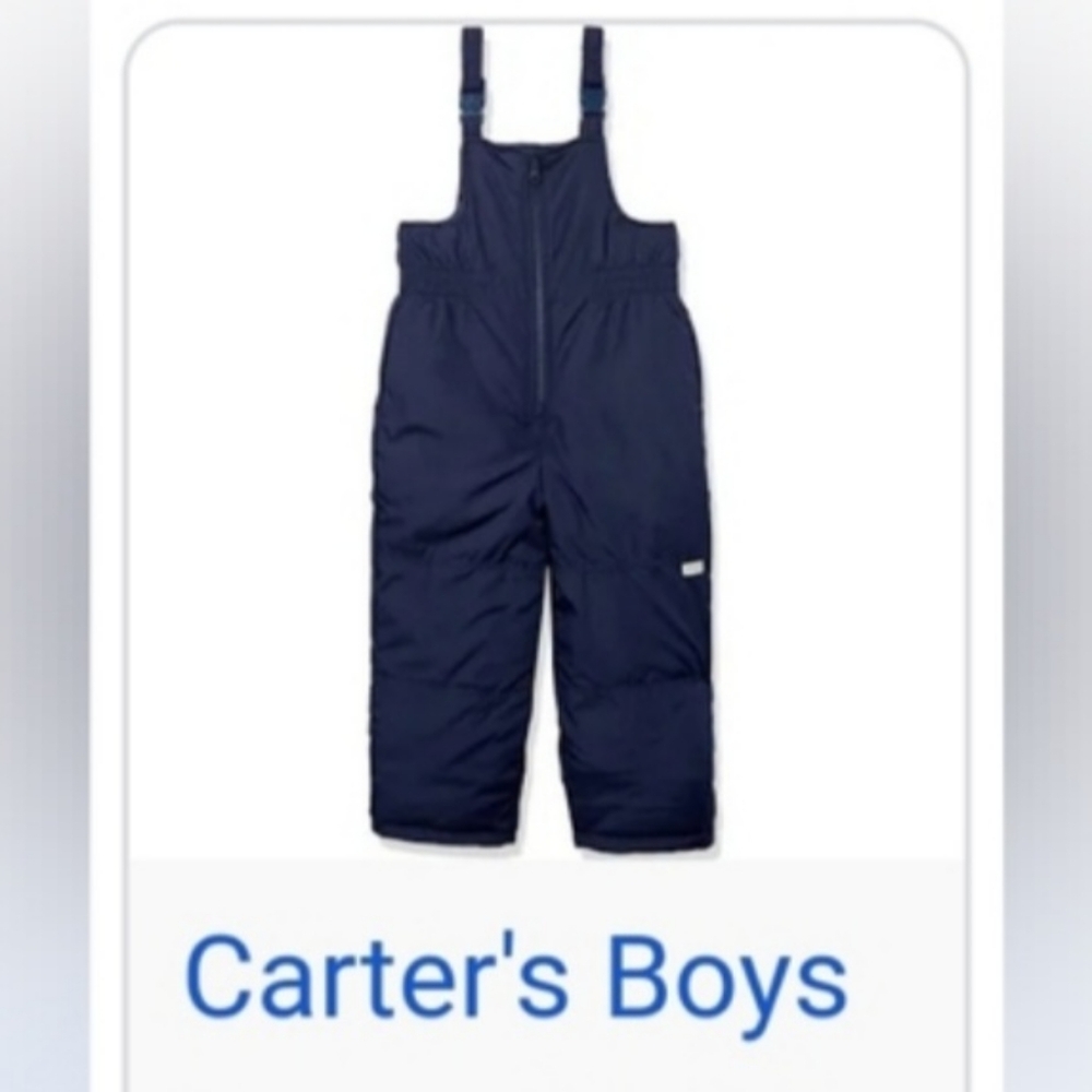 Carter's Navy Unisex Infant Zip Front Adjustable Snow Ski Bib Sz 12mo